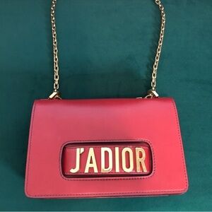Christian Dior J'Adior Flap Bag Leather Medium In Red